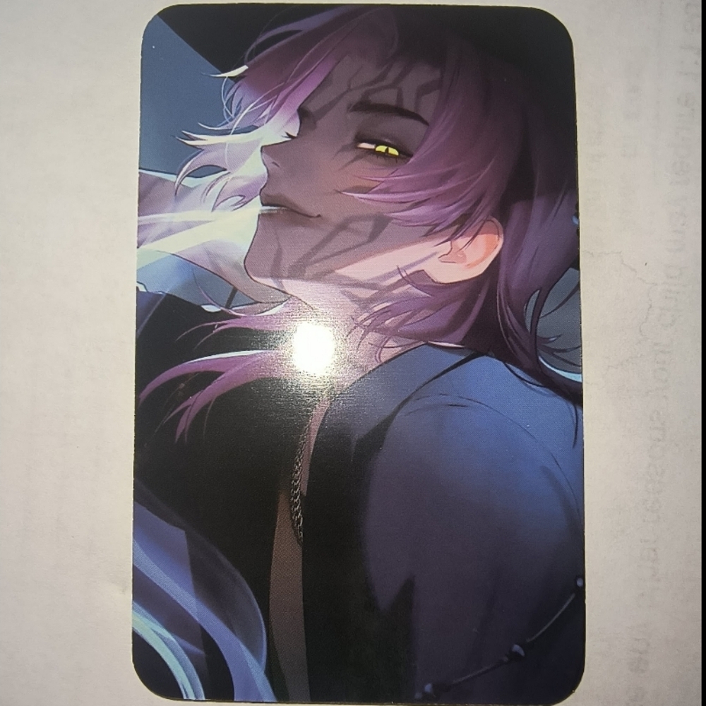 Anime Art Card Featuring Purple-Haired Character Kpop Demon Hunters